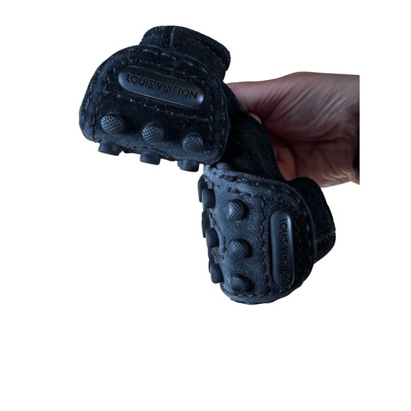 Louis Vuitton Black Suede LV Monogram Buckle Driving Loafer Size 37.5 - Picture 7 of 9